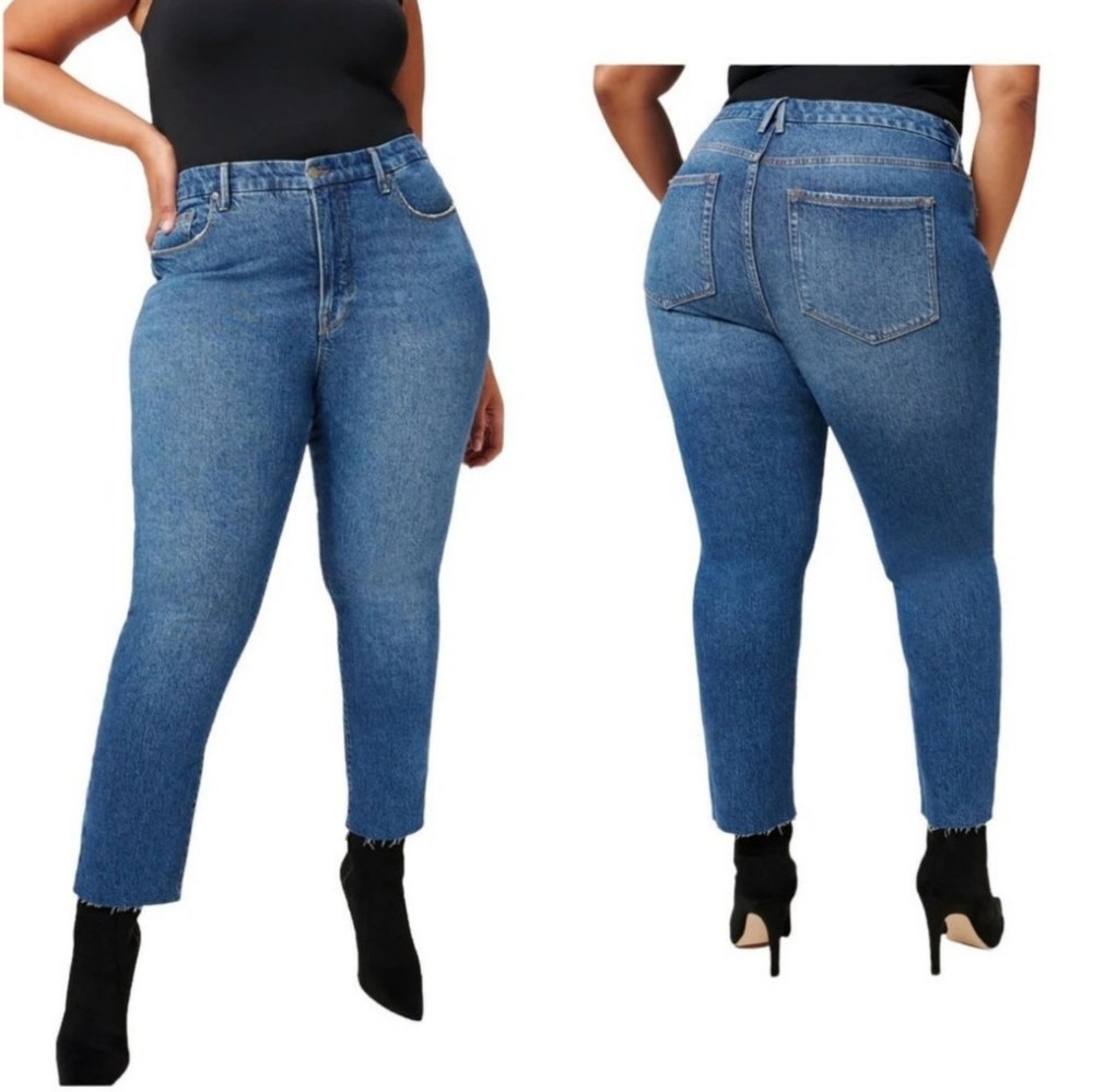 GOOD AMERICAN SLIM STRAIGHT HIGH RISE JEANS